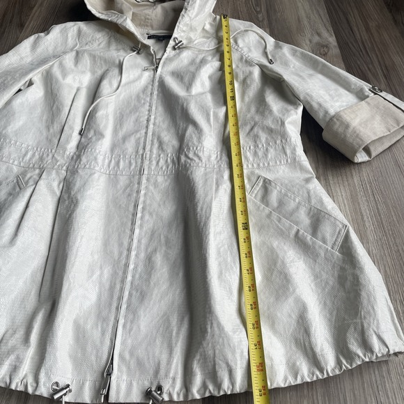 Lafayette 148 Ivory Rain Coat Windbreaker Linen Lined Full Zip Jacket sz 18 - Picture 4 of 6